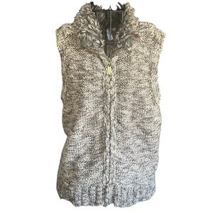 Charter Club Brown Wool Faux Fur Zip Sweater Vest Women's Size L